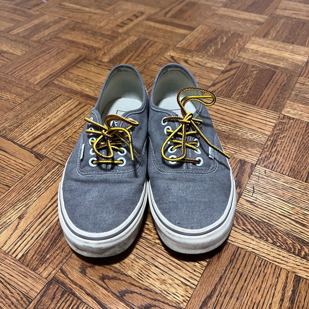Vans x Jcrew Gray Canvas Men's Shoes with Yellow Laces